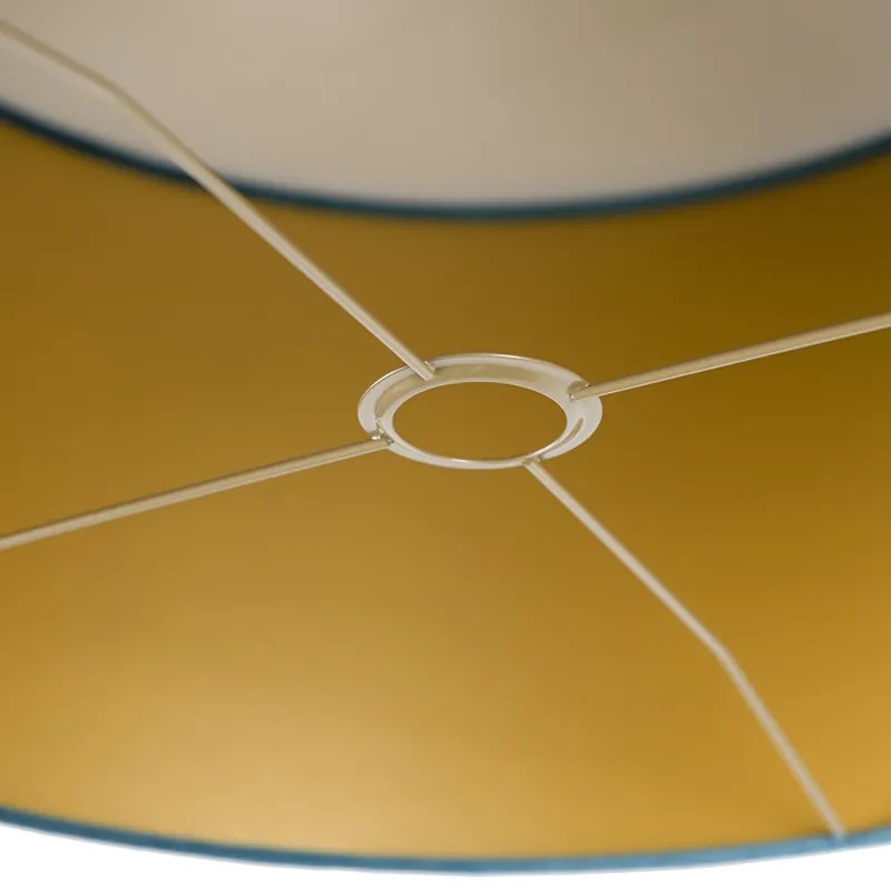 Abajur de veludo azul 50/50/25 com interior dourado