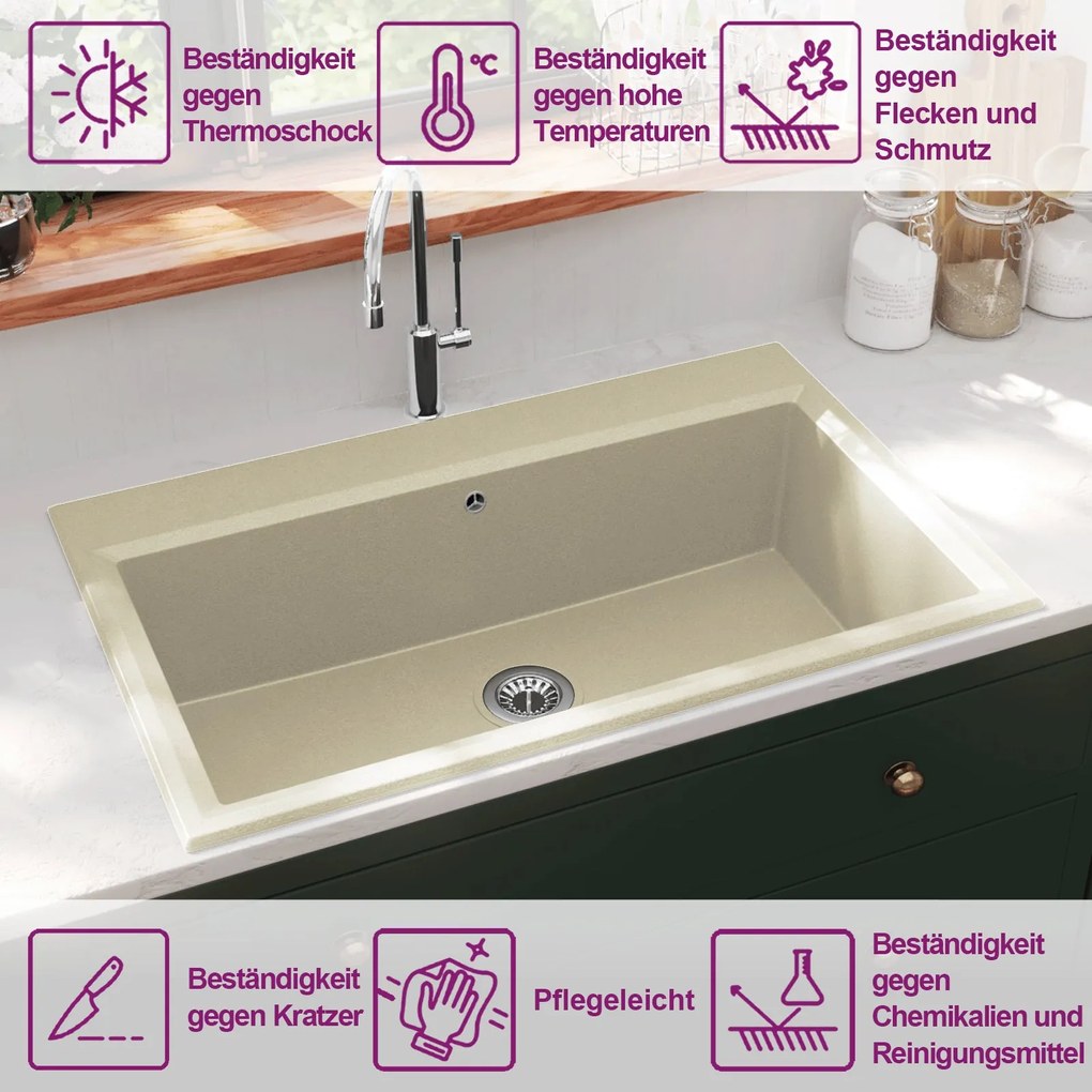 Pia de Cozinha Bege 790x500x193 mm Granito