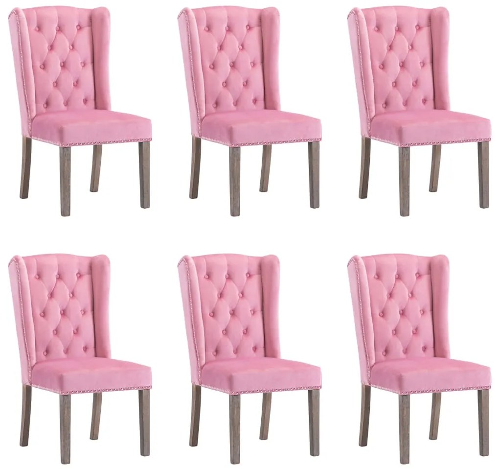 vidaXL Cadeiras de jantar 6 pcs veludo rosa