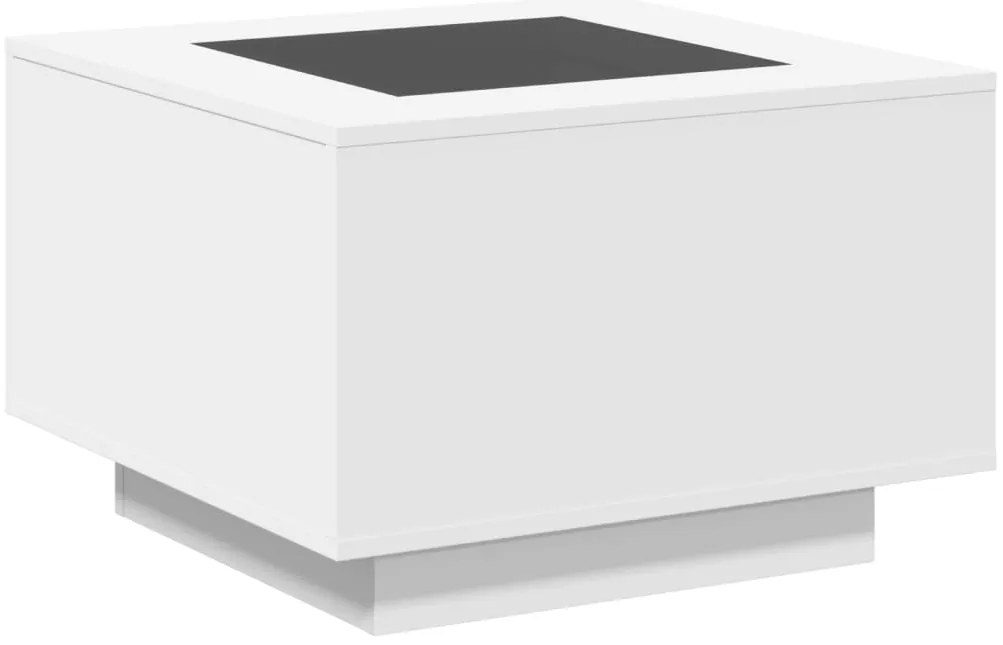 Mesa de centro c/LEDs 60x60x40cm contraplacado branco brilhante