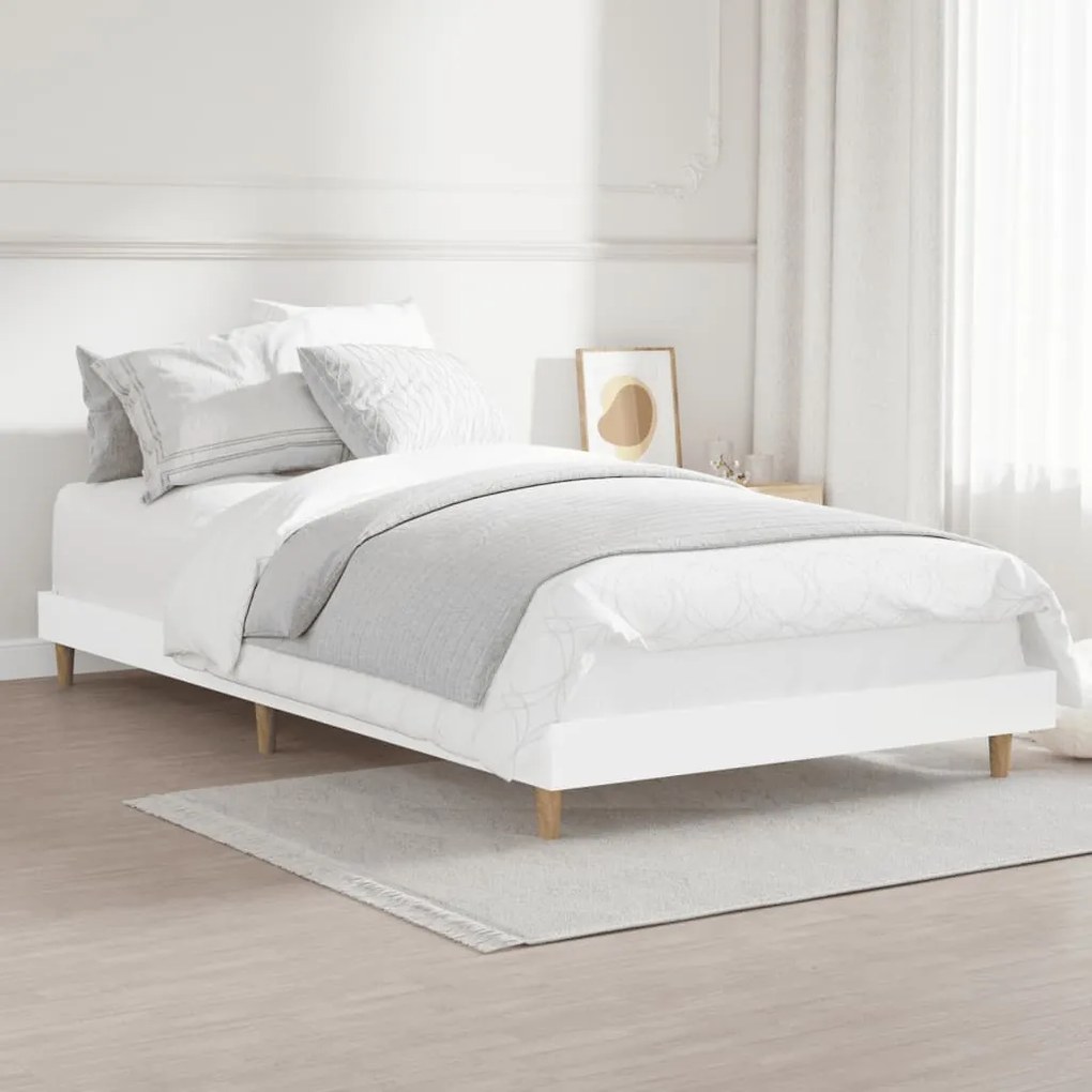 Estrutura de cama 90x200 cm derivados de madeira branco