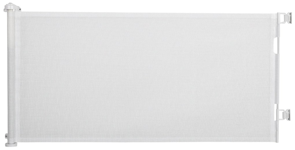 PawHut Barreira Segurança Cães Extensível 0-150cm Porta Proteção Retrátil Animais Estimação Prática 165x10,7x85cm Branco | Aosom Portugal