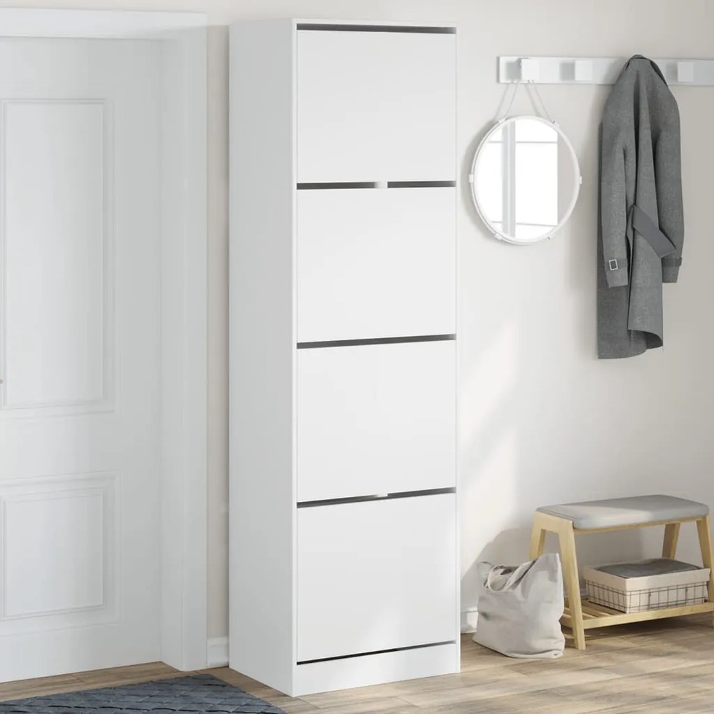 vidaXL Sapateira com 4 gavetas articuladas 60x42x204 cm branco