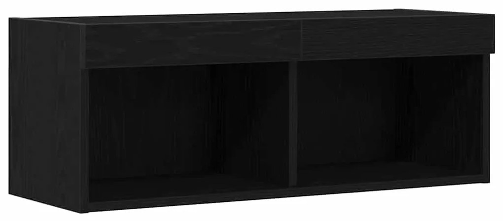 Armários de TV vidaXL com Luzes LED 2 peças Carvalho Preto 80x30x30 cm