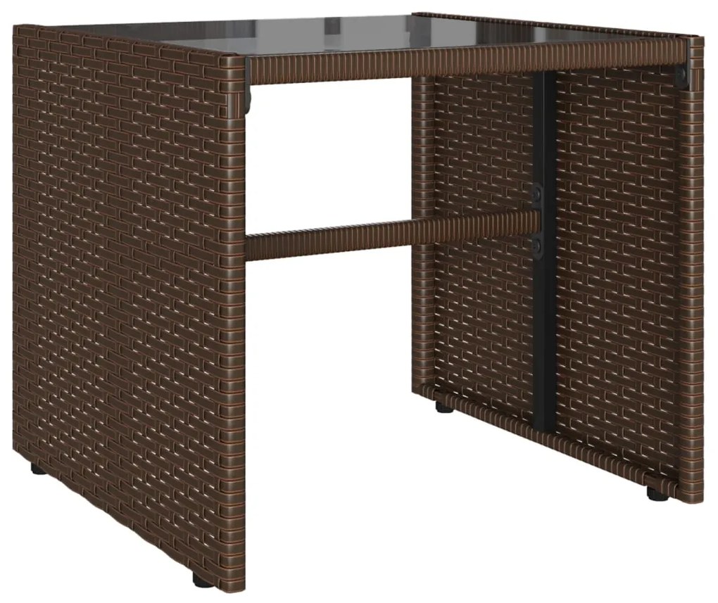 4 pcs conjunto sofás de jardim c/ almofadões vime PE castanho