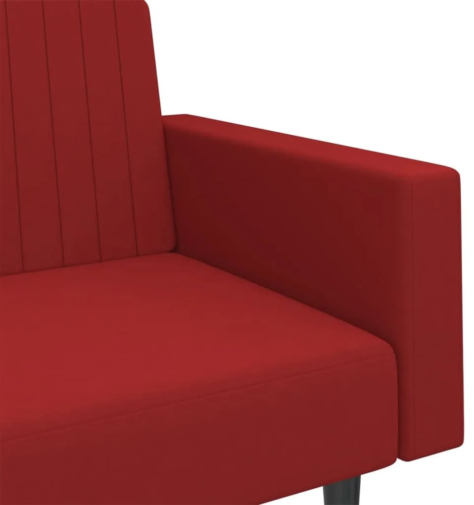 Sofá-cama de 2 lugares veludo vermelho tinto