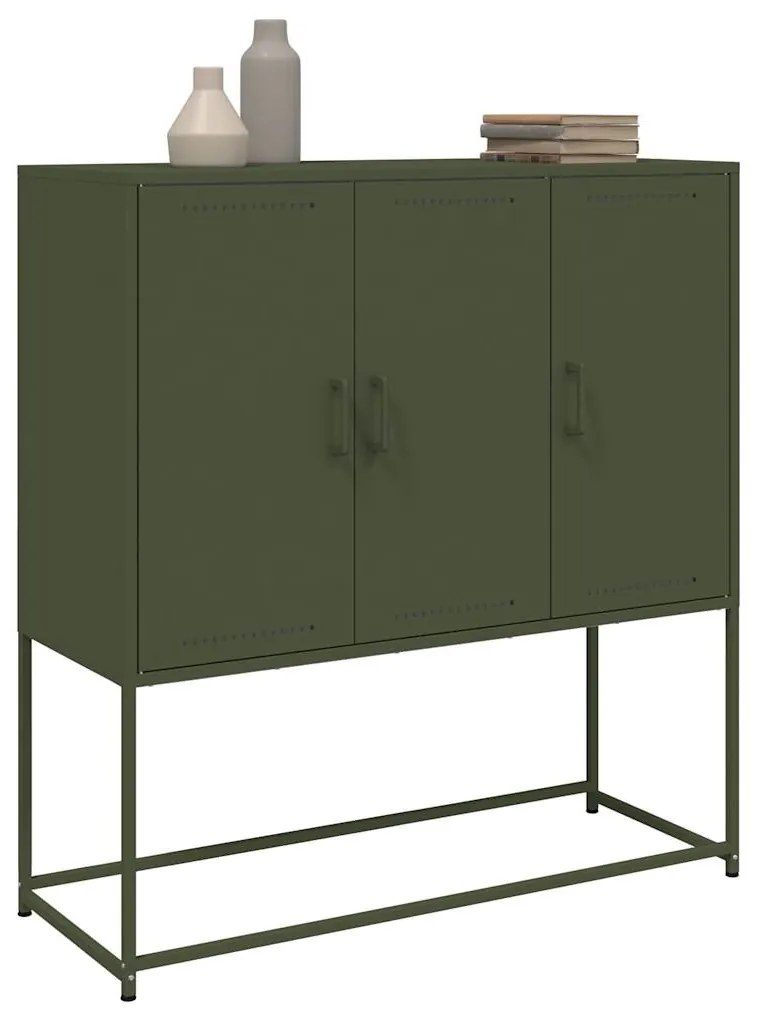 Aparador alto 100,5x39x107 cm aço verde azeitona