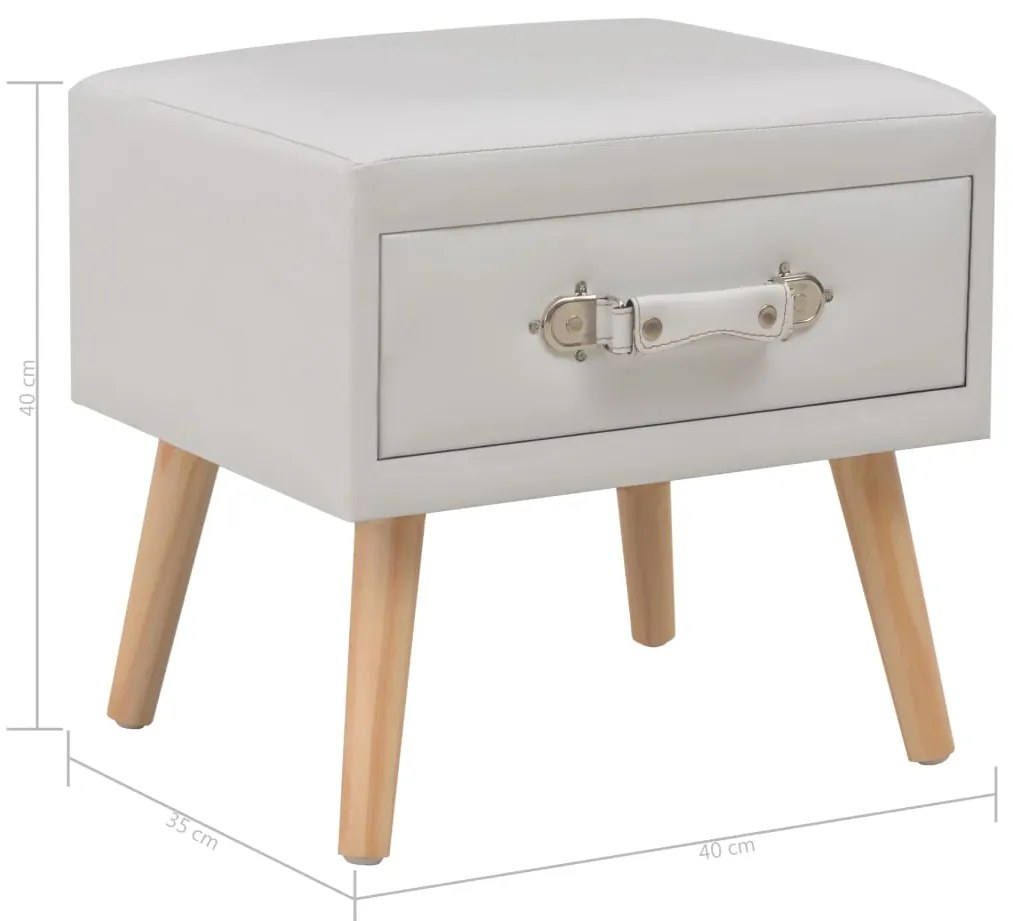 Mesa-de-cabeceira 40x35x40 cm couro artificial branco