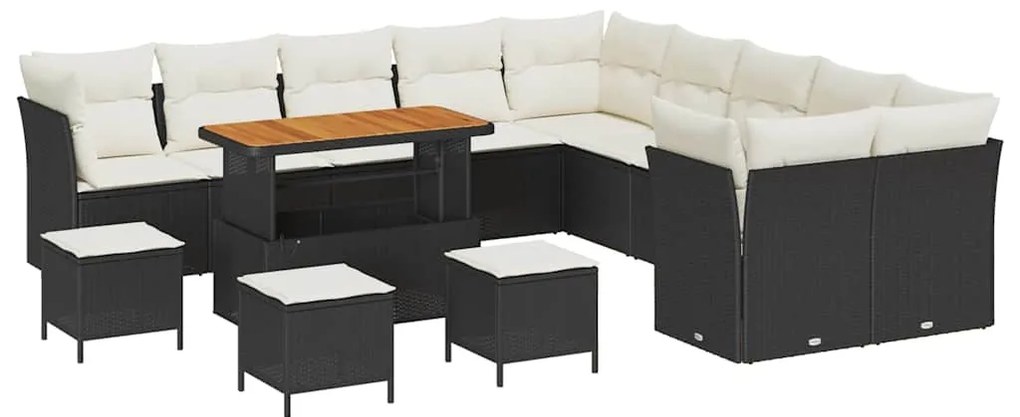 Conjunto de Sofá para Jardim de 14 Peças com Almofadas Rattan Sintétic