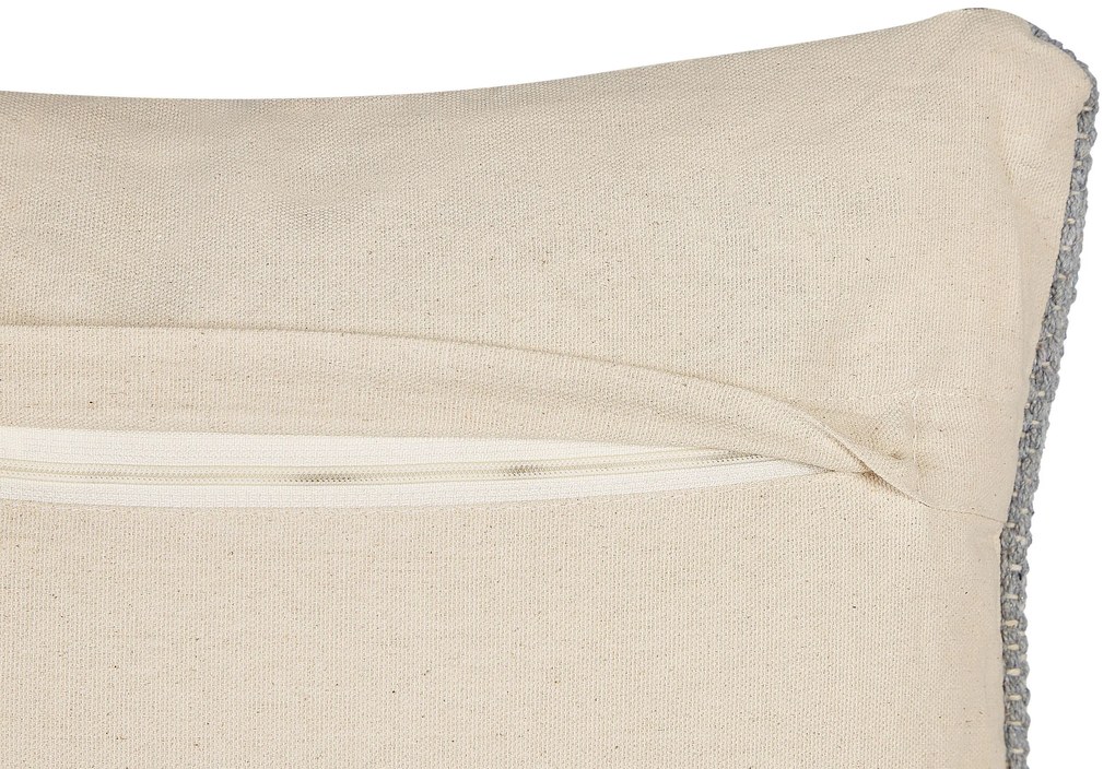 Conjunto de 2 almofadas decorativas em algodão laranja e branco com padrão geométrico 30 x 50 cm INULA Beliani