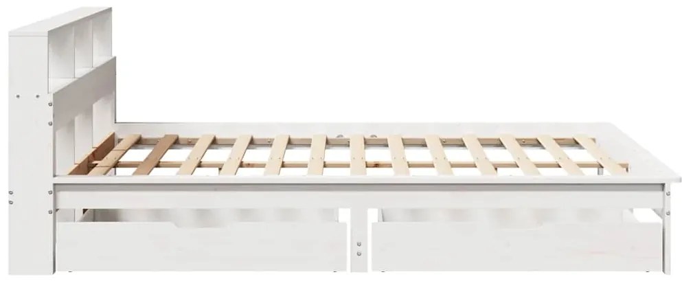 Cama com estante sem colchão 120x200 cm pinho maciço branco