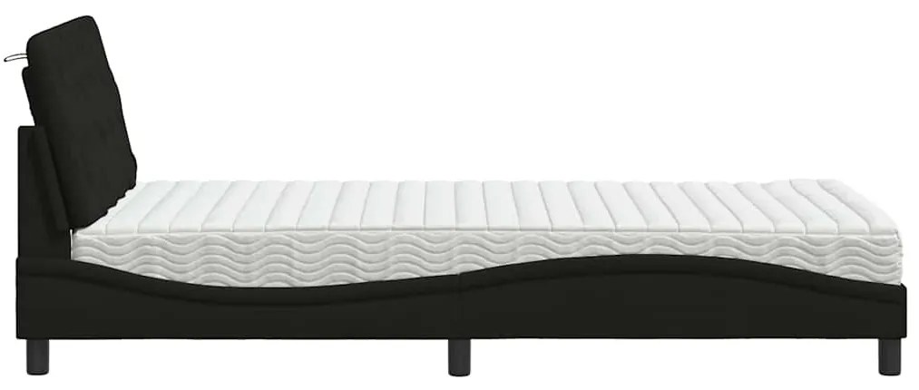 Cama com colchão 100x200 cm tecido preto