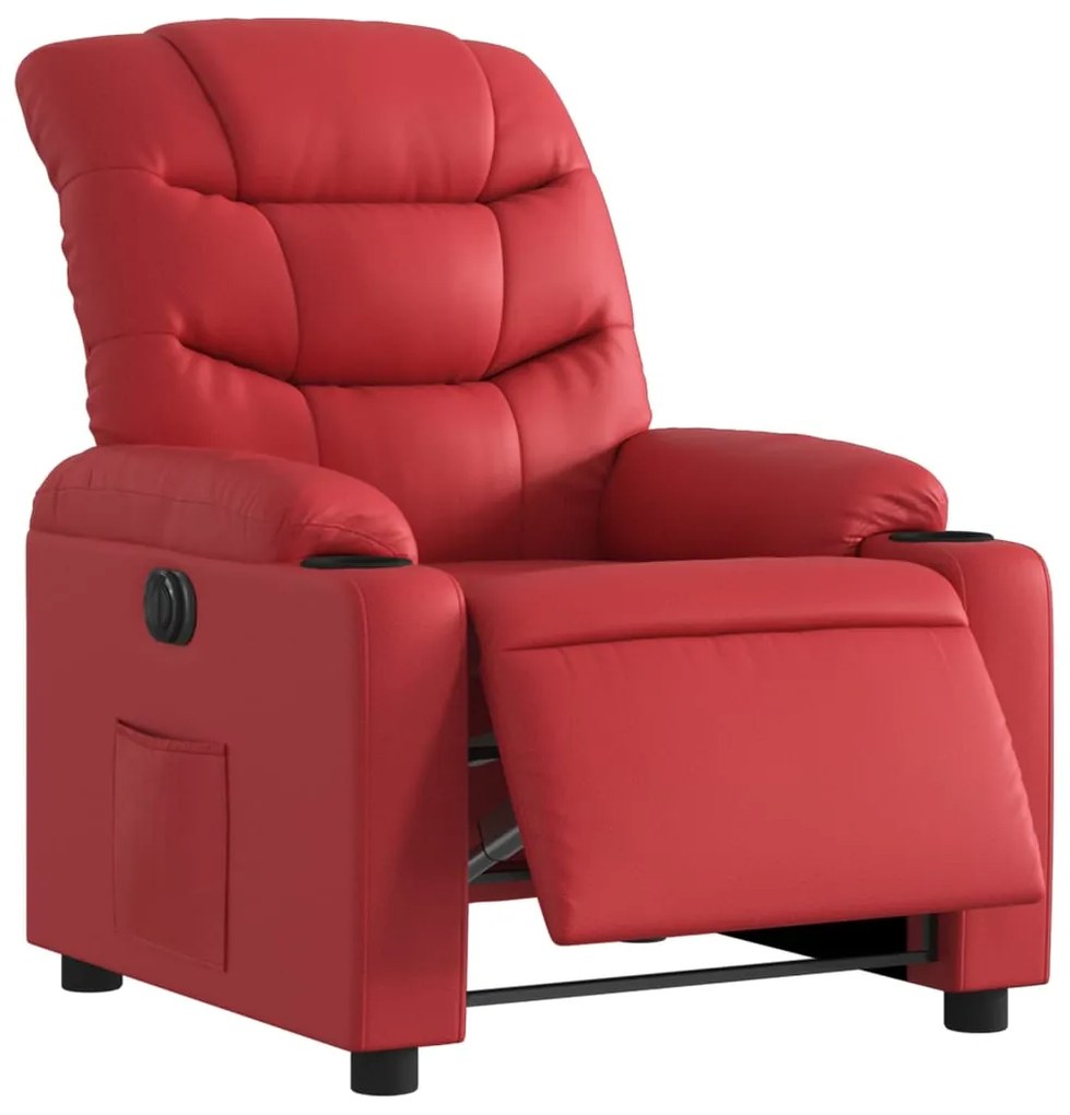 Poltrona reclinável elétrica couro artificial vermelho