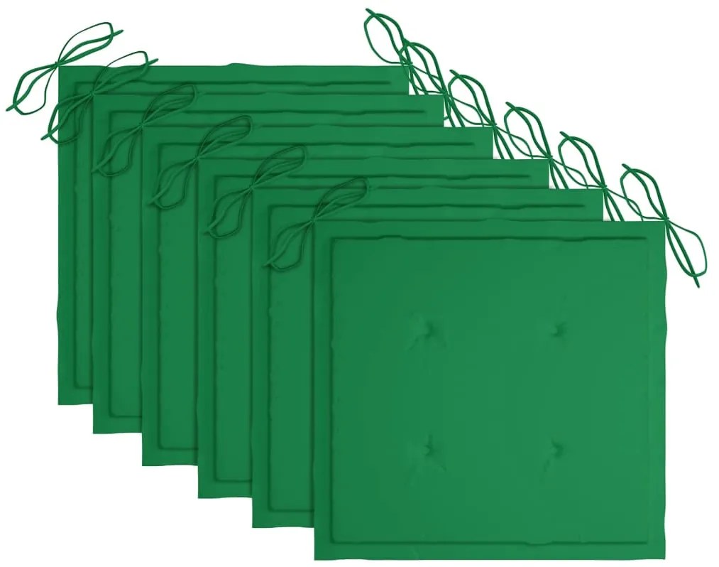 Cadeiras de jantar p/ jardim 6 pcs c/ almofadões acácia maciça