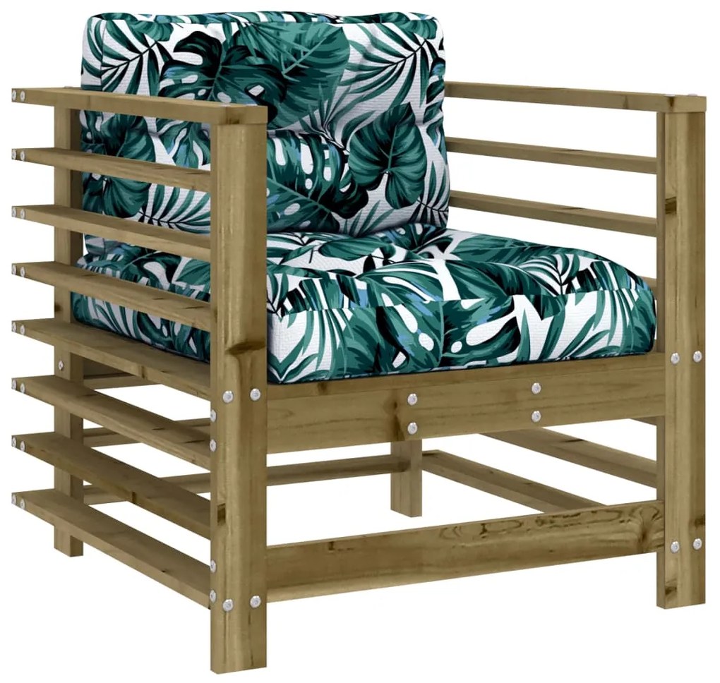 7 pcs conjunto lounge de jardim c/ almofadões pinho impregnado