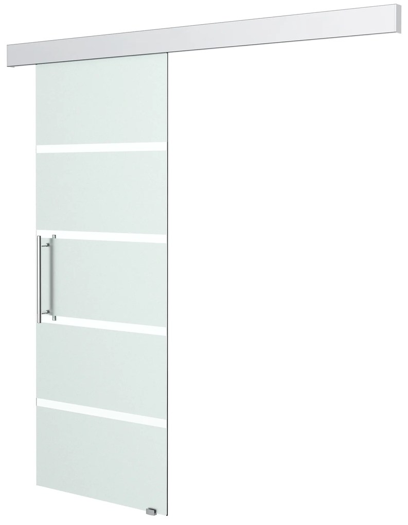 HOMCOM Porta de Correr de Vidro 77,5x205 cm Porta de Correr de Vidro com Trilho Translúcida