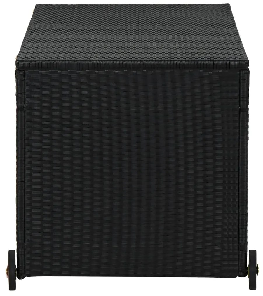 Caixa de arrumação para jardim 120x65x61 cm vime PE preto