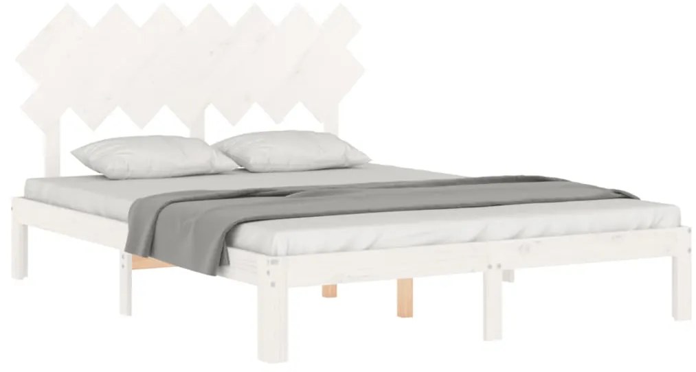 Cama sem colchão 140x200 cm madeira de pinho maciça branco