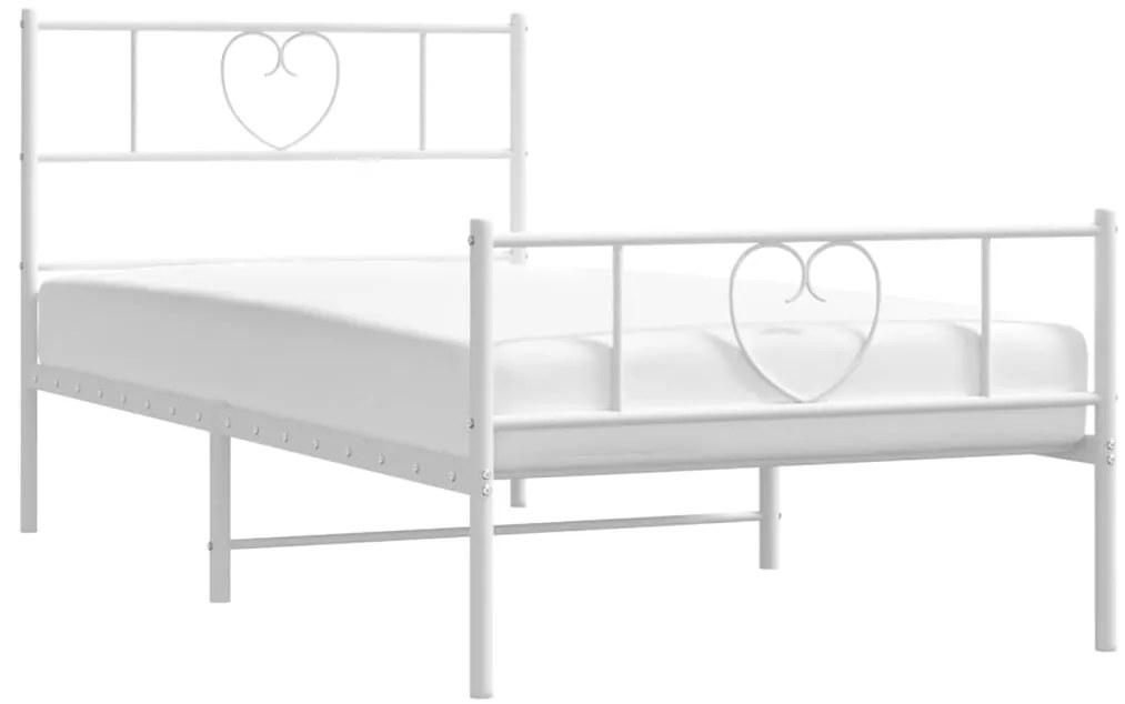 Estrutura de cama com cabeceira e pés 80x200 cm metal branco