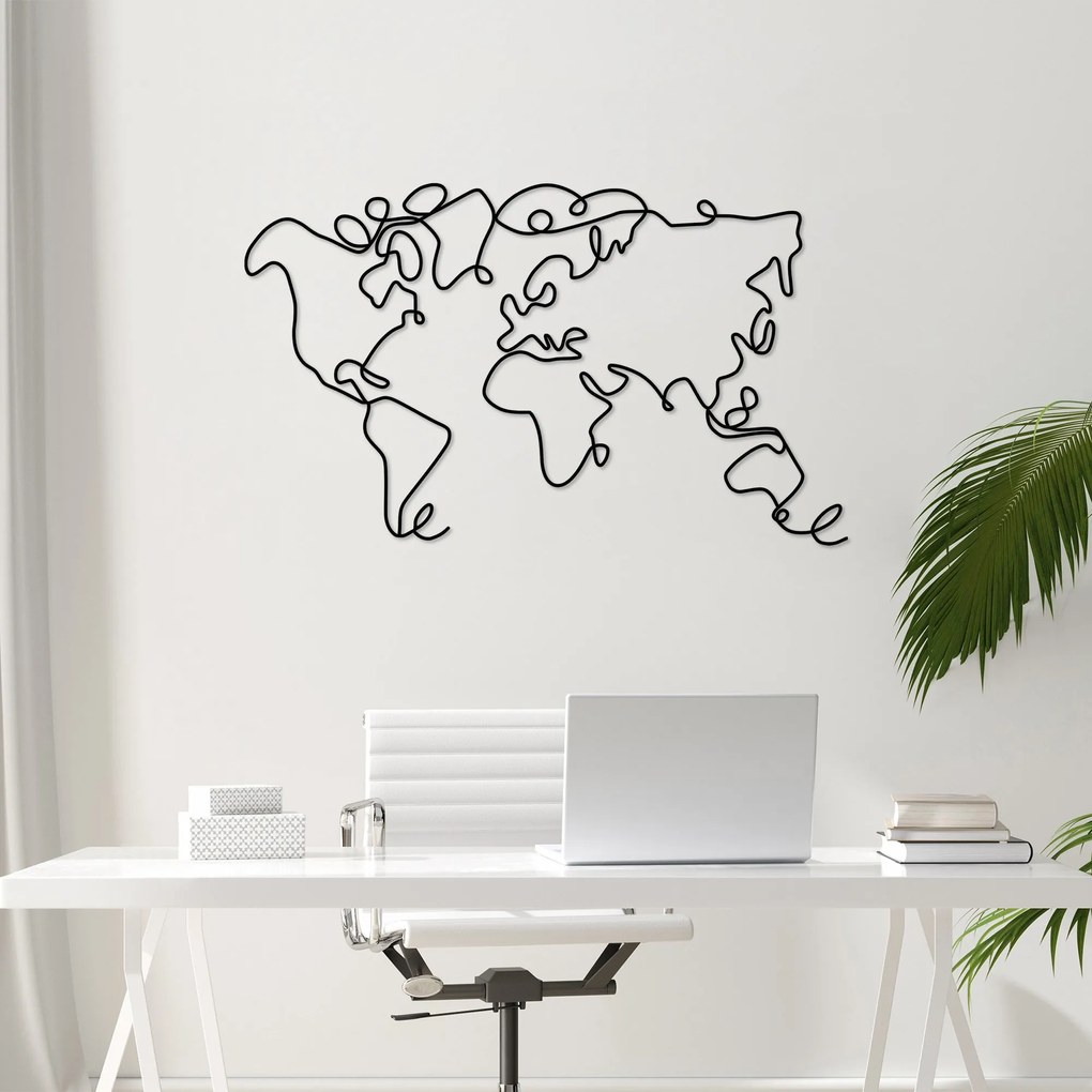 Acessório Decorativo de Parede World Map – Preto – 120 x 70 x 1,5 cm
