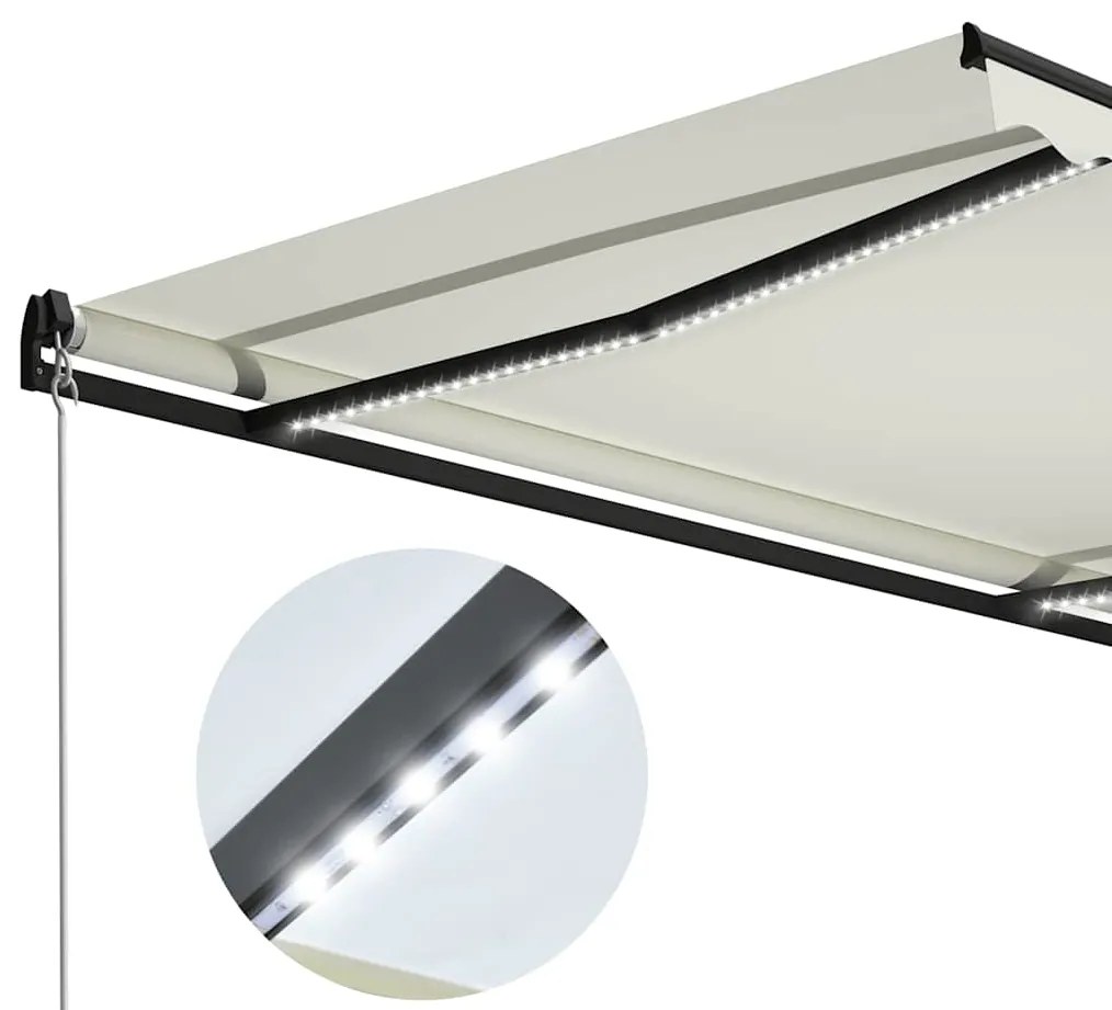 Toldo retrátil manual com LED 300x250 cm cor creme