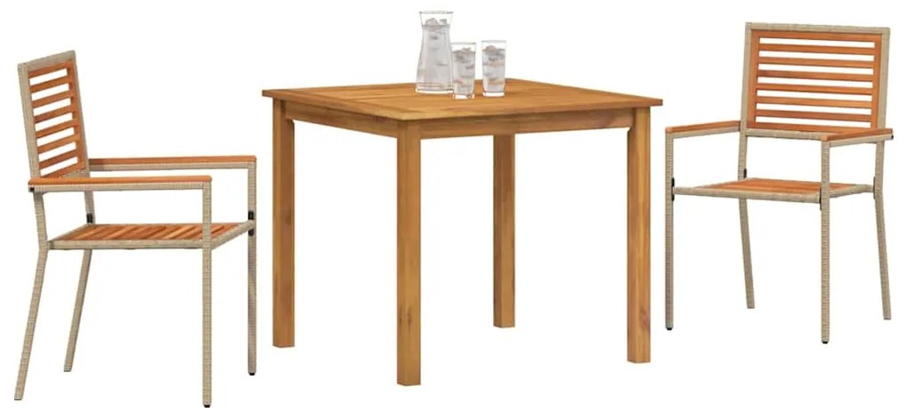 Conjunto de Jantar de Jardim 3 pcs Bege 85 x 85 x 74 cm