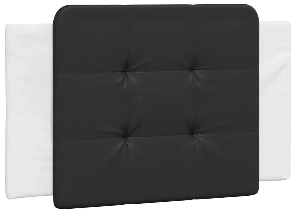 Cama com colchão 90x200 cm couro artificial branco e preto