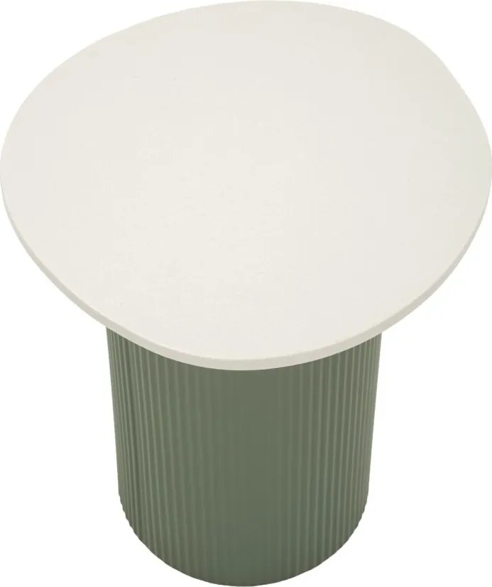 MESA DE APOIO EM MÁRMORE ARTIFICIAL FRANKFURT 40X42X45 CM VERDE E BRANCO