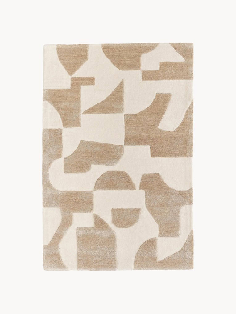 Tapete em lã artesanal com relevo Corin