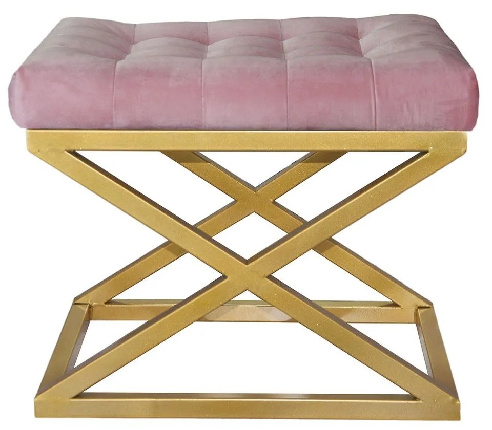 Pouffe Capraz – Dourado e Rosa – 50x42x40 cm