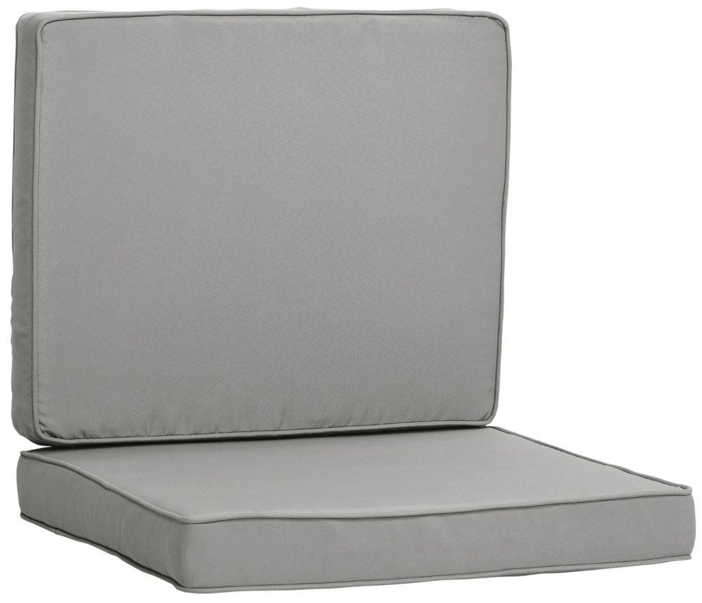 Outsunny Conjunto de 2 Almofadas de Cadeira Almofadas de Assento Removíveis Almofadas Acolchoadas com Espuma de Poliéster Cinza Claro | Aosom Portugal