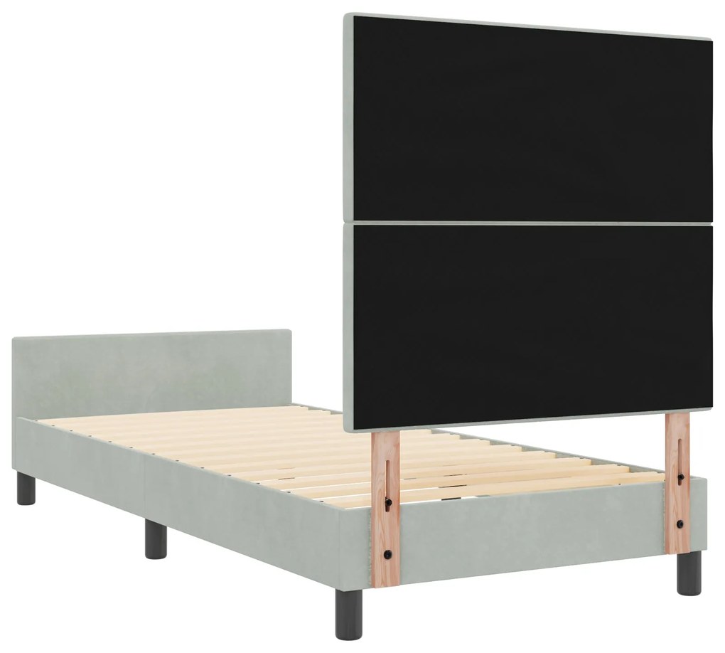 Cama vidaXL Cinza-claro 90x200 cm Veludo