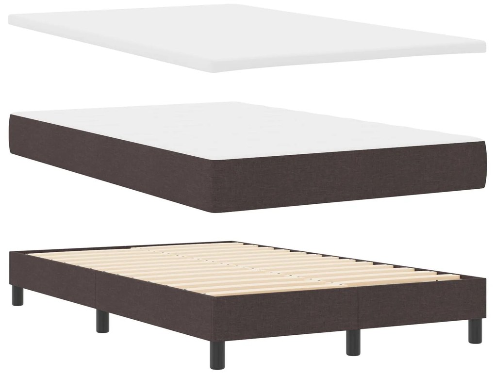Cama Box Spring com Colchão & LED Marrom Escuro 120x190 cm Tecido