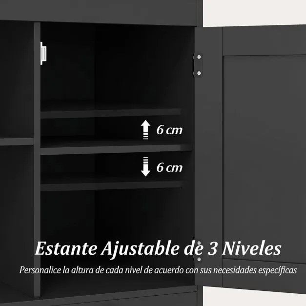 Mesa apoio, mesa cabeçeira Rústica 60 x 60 x 61 cm com Estação de Carregamento, com Porta Deslizante para Quarto e Sala Preto + Natural