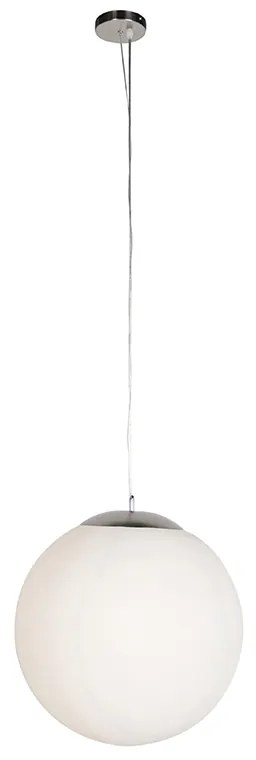 Candeeiro suspenso inteligente escandinavo prateado com vidro opalino 50cm incl. WiFi A60 - Ball 50