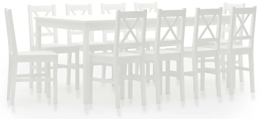 vidaXL 11 pcs conjunto de jantar em madeira de pinho branco