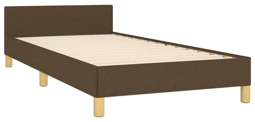 Estrutura de cama c/ cabeceira 90x190 cm tecido castanho-escuro