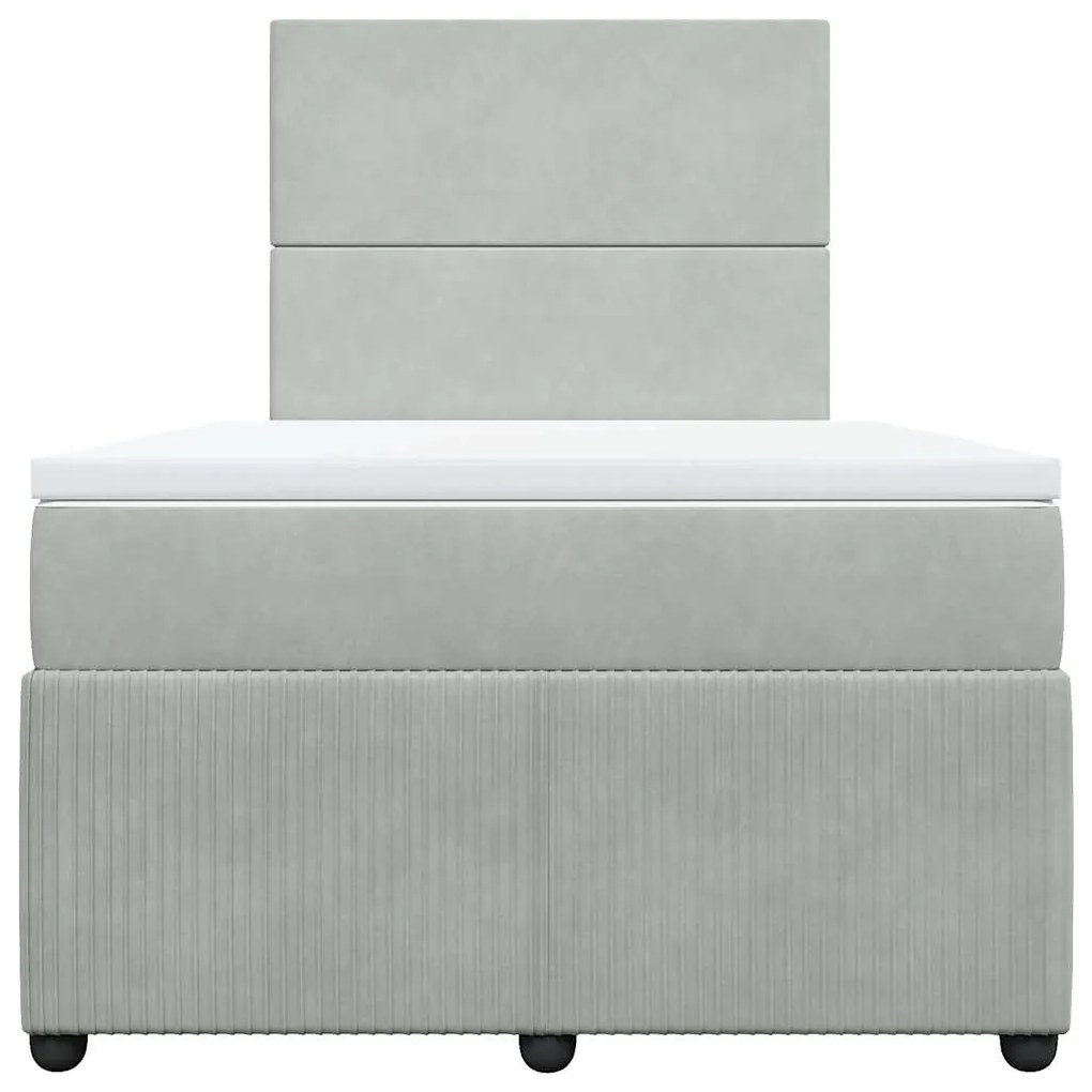 Cama boxspring c/ colchão 120x200 cm veludo cinzento-claro