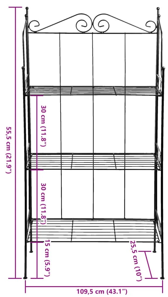 Esschert Design Estante com 3 prateleiras L