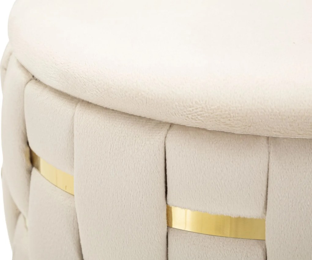 PUFE COM ARMAZENAMENTO CONJUNTO DE 2 PEÇAS Ø 37X42-28X35 CM CREME E DOURADO