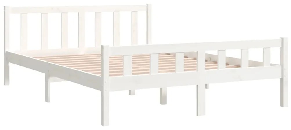 Estrutura de cama king 150x200 cm madeira maciça branco