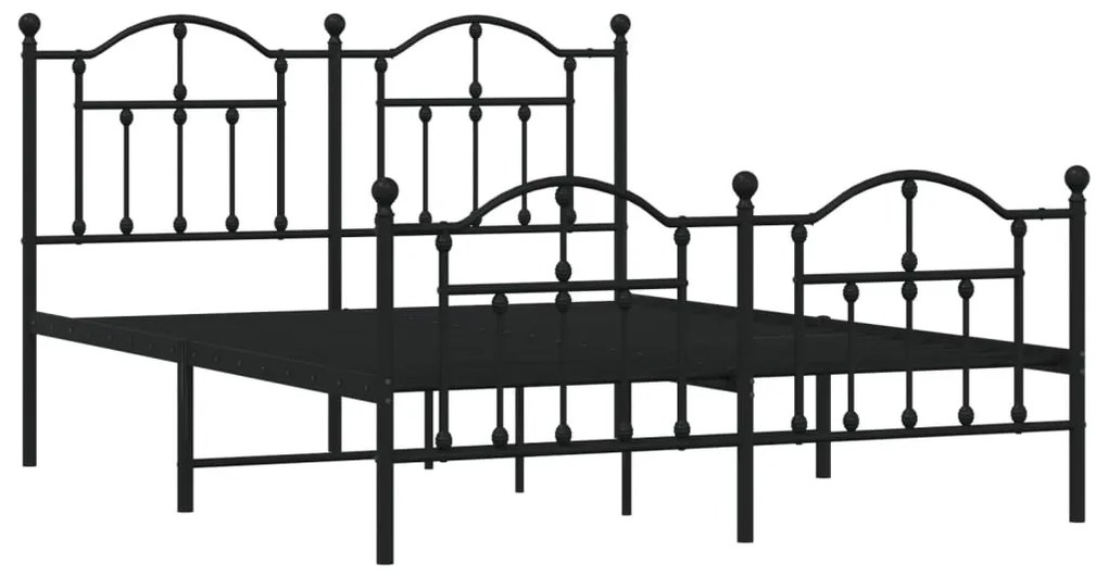 Estrutura de cama com cabeceira e pés 140x190 cm metal preto