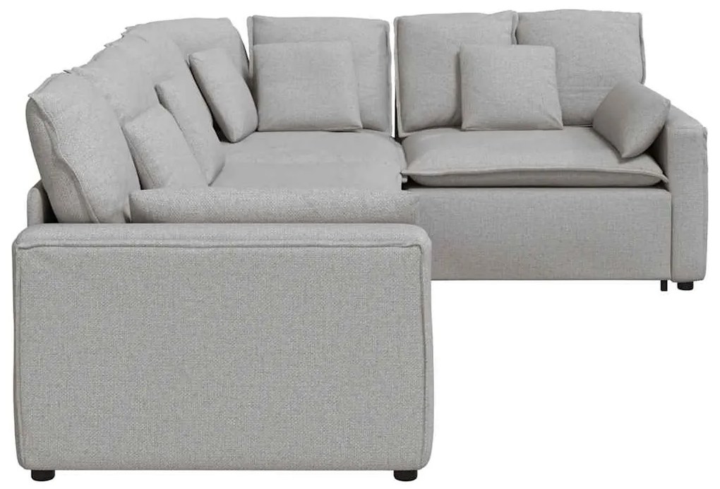 Sofá modular com almofadas tecido cinzento nublado