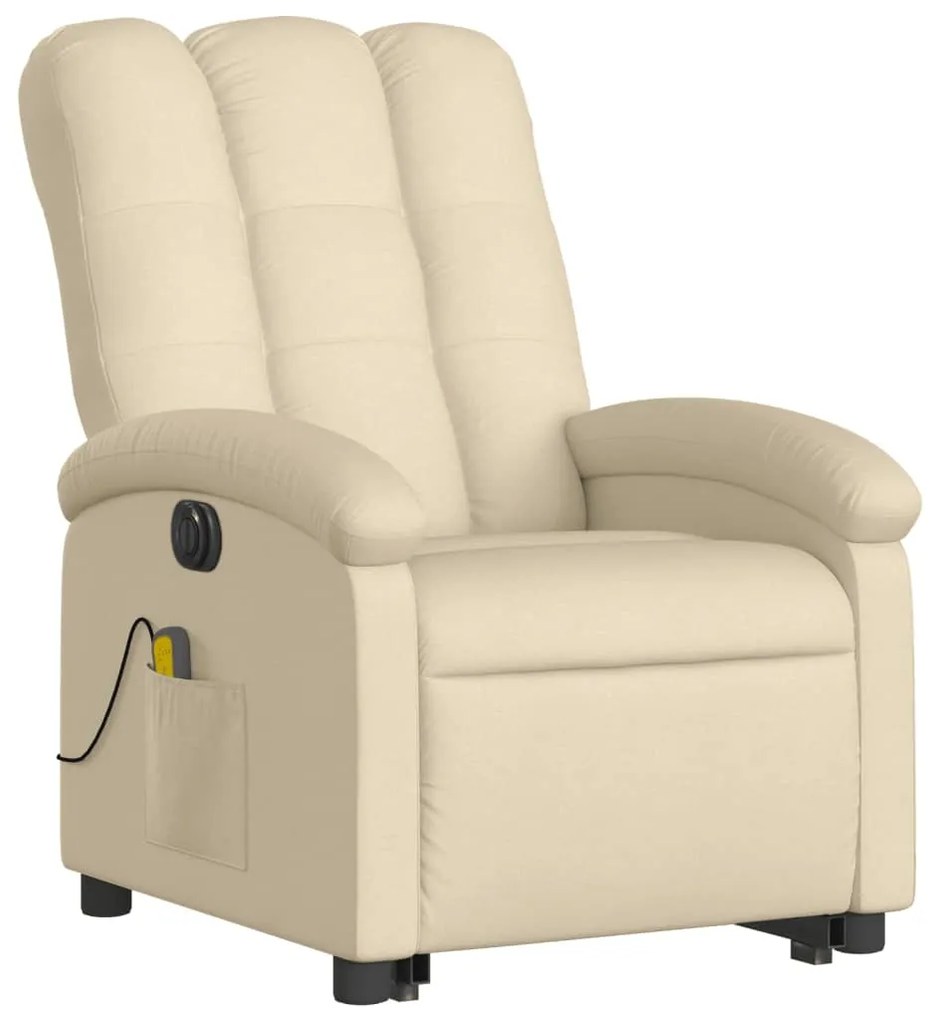 Poltrona elétrica elevatória massagens tecido creme