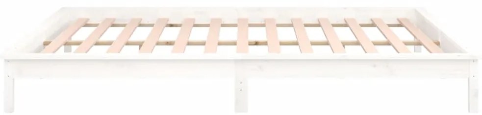 Estrutura de cama com luzes LED 120x200cm madeira maciça branco