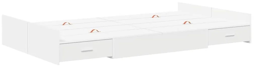 Estrado de cama com arrumação com gaveta com cabeceira Branco 120 x 19