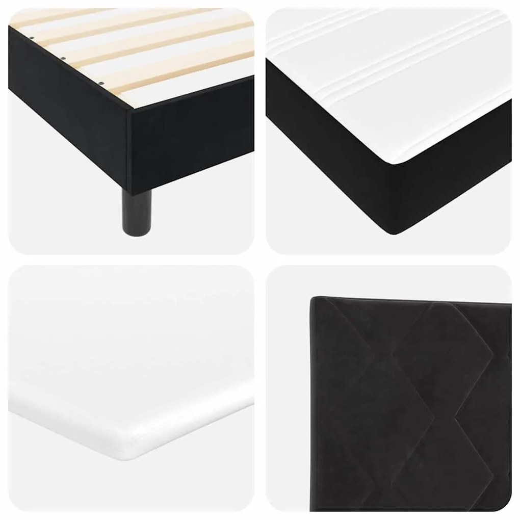 Cama Box Spring com Colchão Preta 200x200 cm Veludo