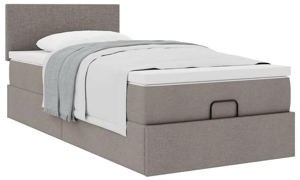 Cama otomana com colchão 100x200 cm tecido cinza