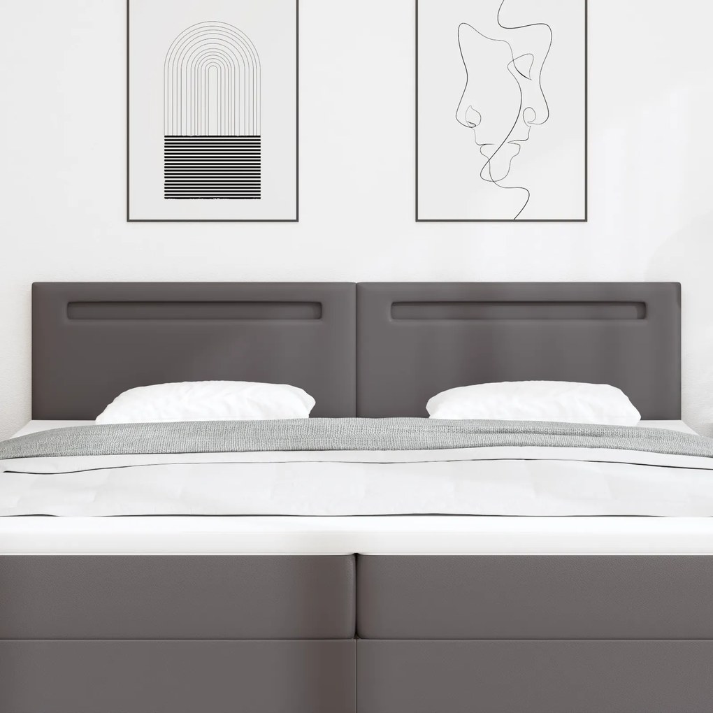 Cabeceira vidaXL Design Simples Cinza 200 cm em Couro Sintético