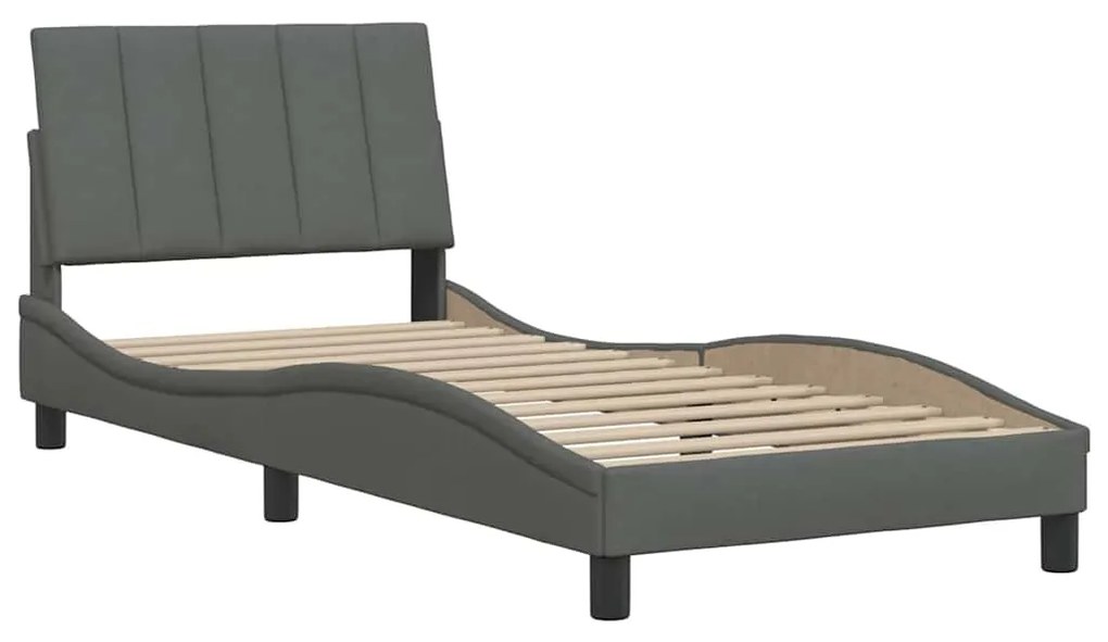 Estrutura de cama sem colchão 90x200 cm tecido cinzento-escuro